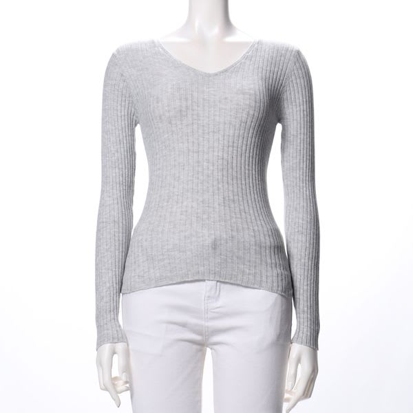 リブVネックニット