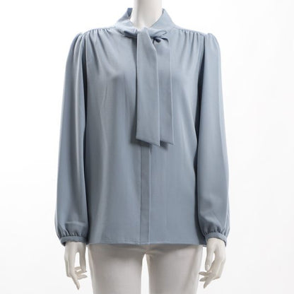 ギャザーボウタイブラウス
