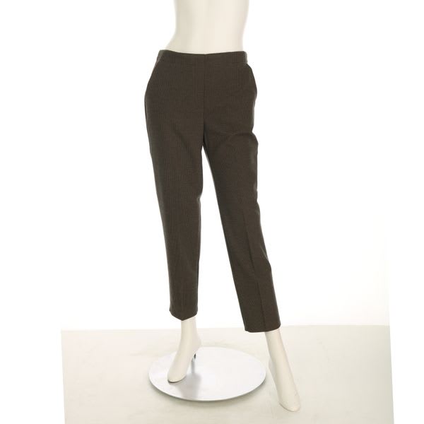 ウエストゴムチェック柄テーパードパンツ