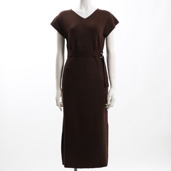 ウエストベルト付リブスカートワンピース