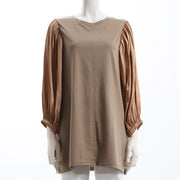 シャイニーサテンパフスリーブカットソー