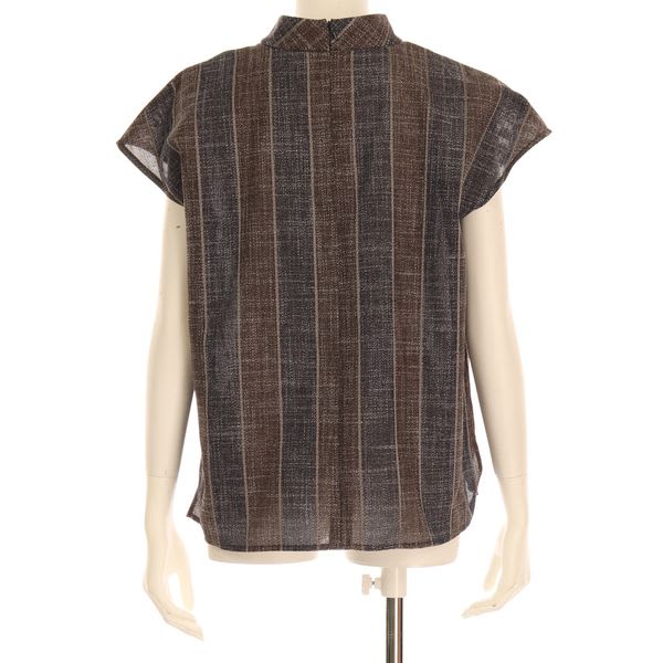 太めストライプ柄ブラウス