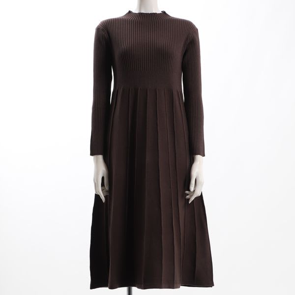 オフネックリブニットワンピース