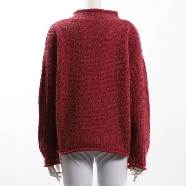 バスケット編ドロップショルダーオフネックニット