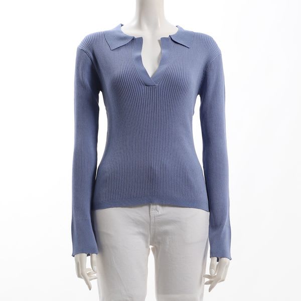 襟付きリブニット