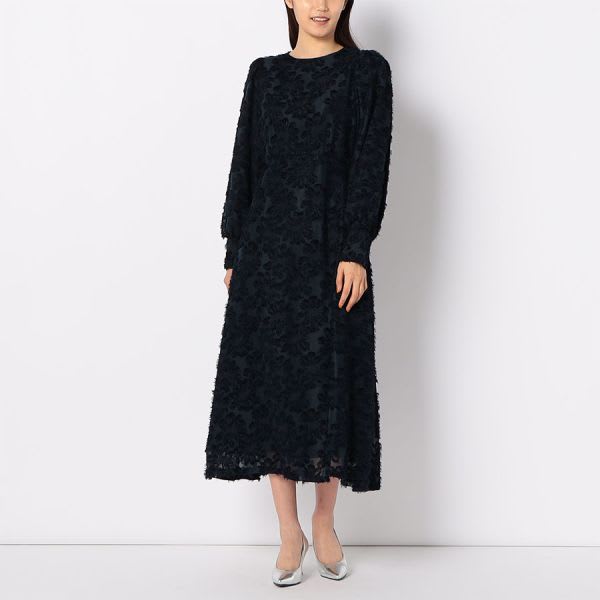 パフスリーブジャガードワンピース