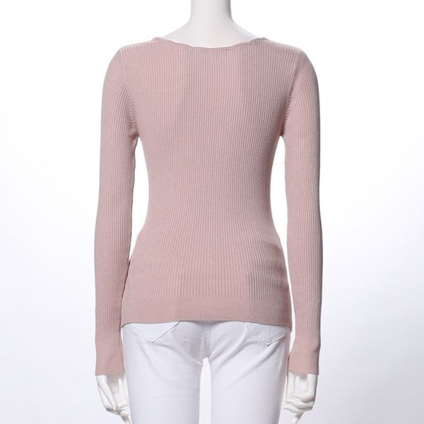 ストーン付きリブニット