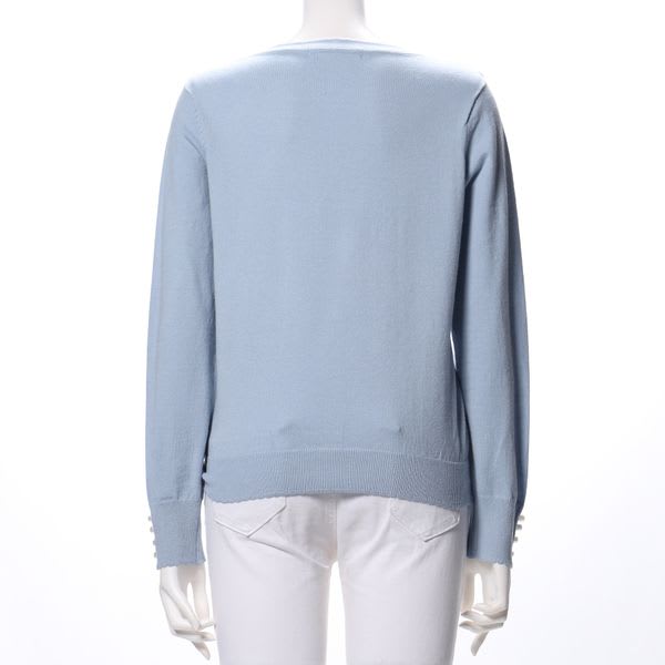 袖口装飾パールニット