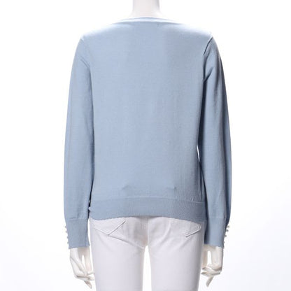 袖口装飾パールニット