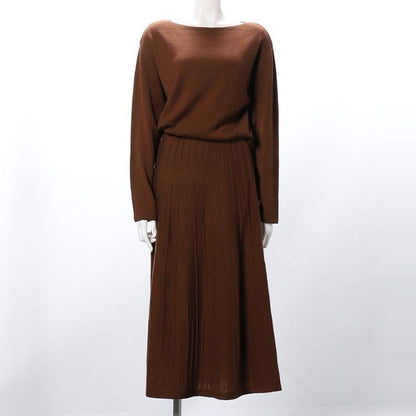 レイヤード風ウエスト切替ニットワンピース