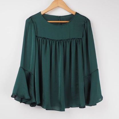 ヴィンテージサテンフレアスリーブブラウス