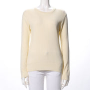 太リブラウンドネックニット