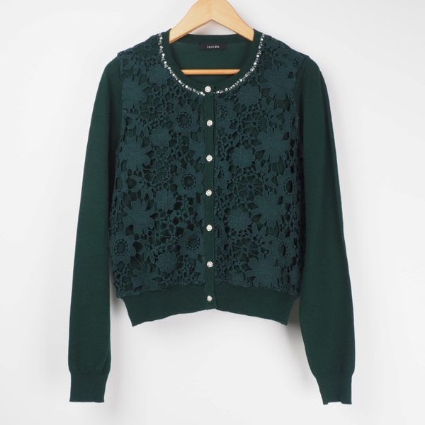 レースビジューニットカーディガン