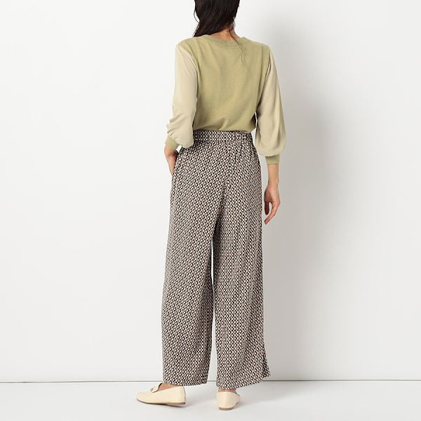 袖切り替えシフォンニット
