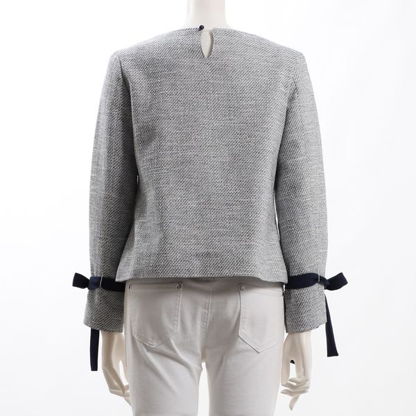 リボンデザインラメ入りツイードブラウス