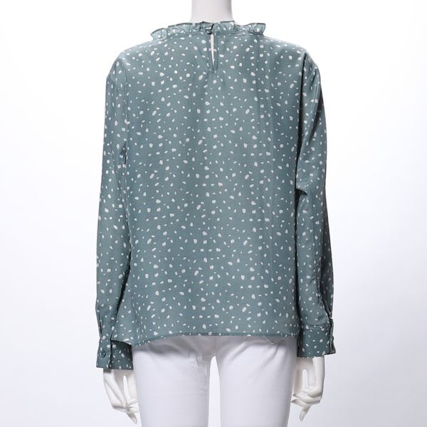 フリルネックブラウス