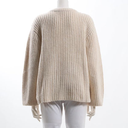 片畦編みドロップショルダーウィンドニット