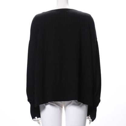 リブ切り替えドロップショルダーニット