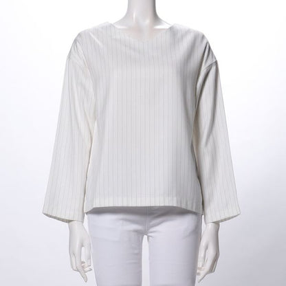 ストライプ柄長袖ブラウス