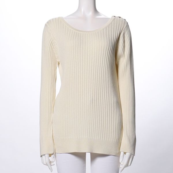 ラウンドネックリブニットプルオーバー