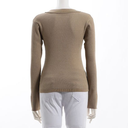 襟付きリブニット