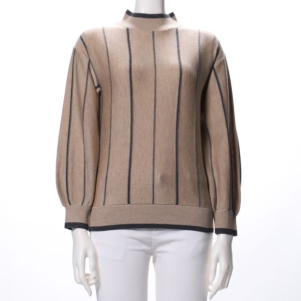 ガーター編みストライプニット