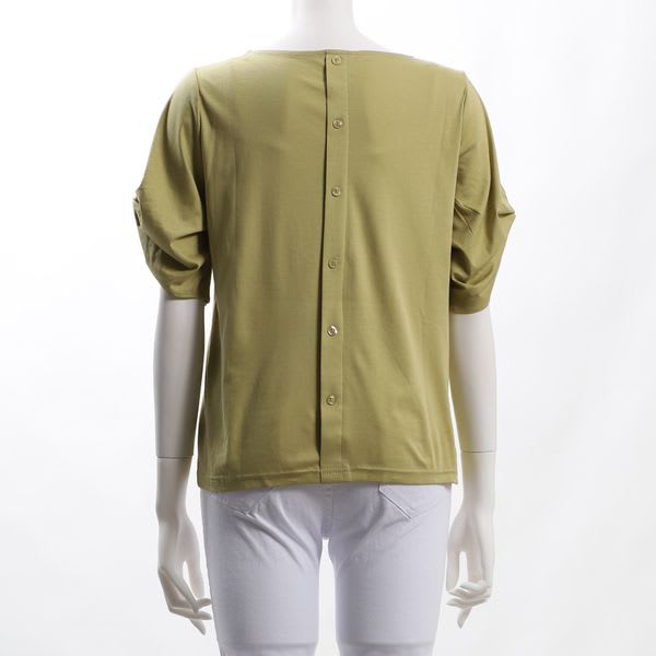 ボリュームスリーブバックボタンカットソー