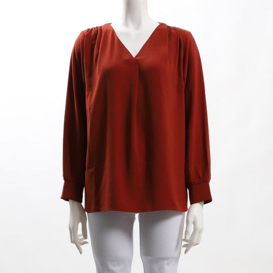 ショルダーデザインVネックブラウス