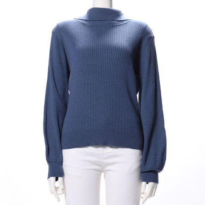 バックリボンリブニット