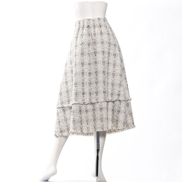 【セットアップ】ツイード素材Aラインスカート