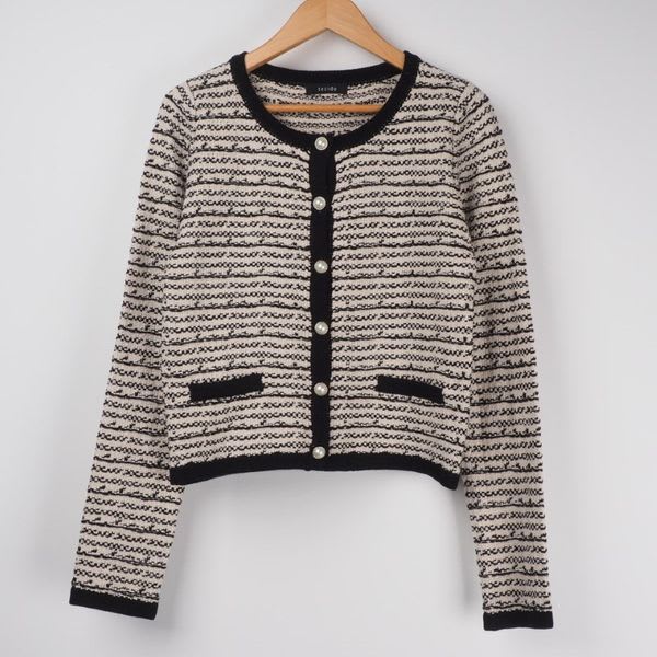 ツイード風レディライクニットカーディガン