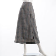 チェック柄ラップスカート