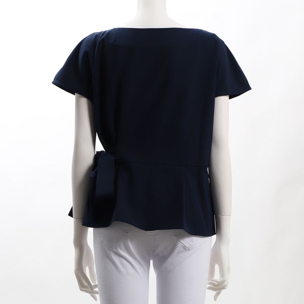 サイドリボンアシンメトリーペプラムブラウス