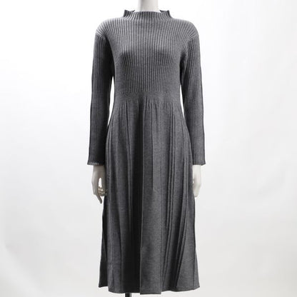 ボトルネックリブニットワンピース