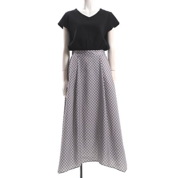 チェック柄ドッキングワンピース