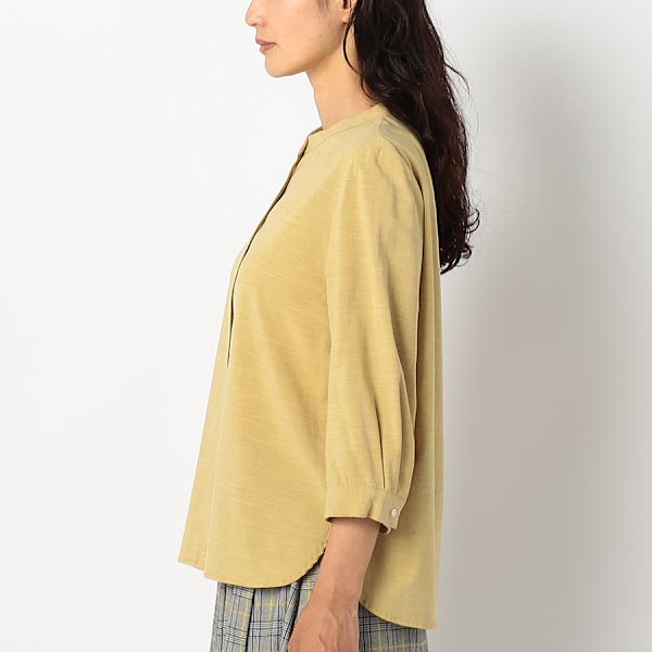 サイドスリットバンドカラーブラウス