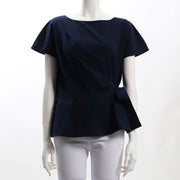 サイドリボンアシンメトリーペプラムブラウス