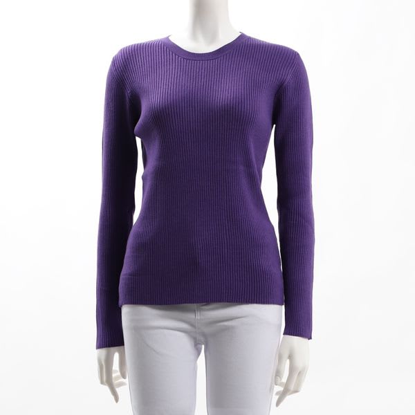 クルーネックリブニット