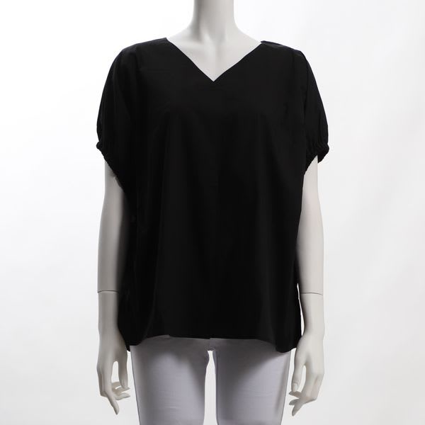 ギャザー袖Vネックブラウス