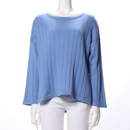 ドロップショルダースリットラウンドネックニット