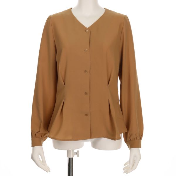 フロント釦ウエストシェイプブラウス