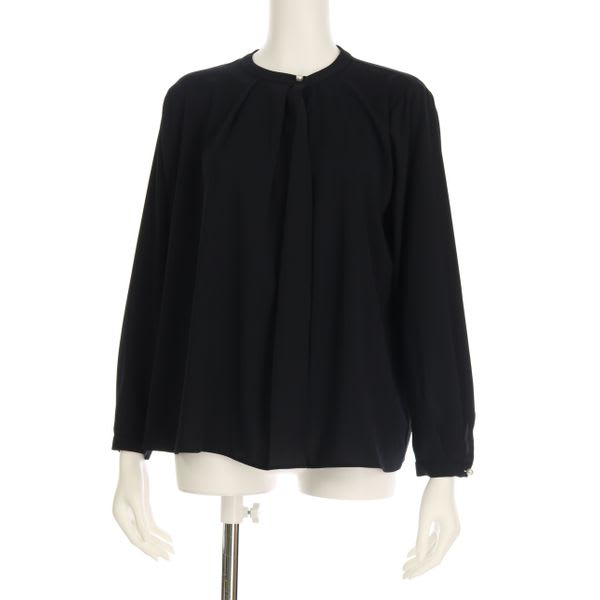 アシンメトリータックパールボタンブラウス