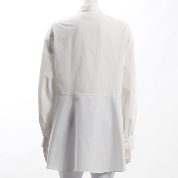 バックテールデザインバンドカラーブラウス