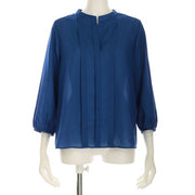 フロントタック入りスタンドカラーブラウス