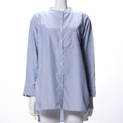 ストライプ柄フロントボタンブラウス