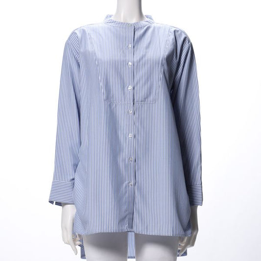 ストライプ柄フロントボタンブラウス