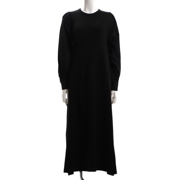 袖布帛切替ドッキングワンピース