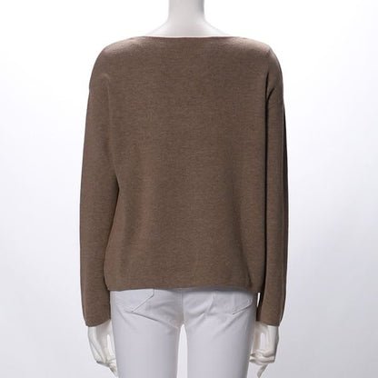 Vネックドロップショルダーニット