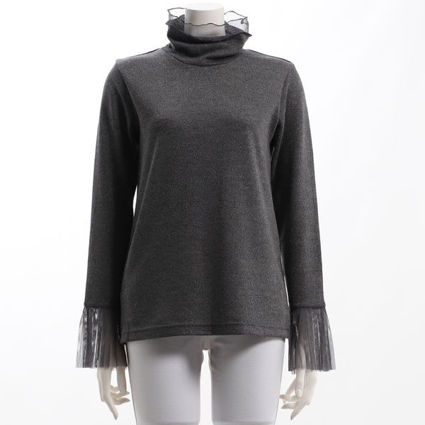 チュールドッキングラメタートルネックプルオーバー