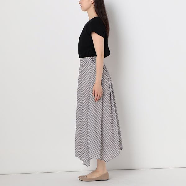 チェック柄ドッキングワンピース